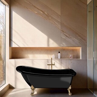 Badekar 1530 Ideal Svart Med Messing Føtter